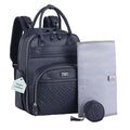 BabbleRoo Leather Diaper Bag Backpack - Baby Essentials Travel Baby Bag, Multi function, with Changing Pad, Stroller Straps & Pacifier Case – Unisex, Midnight Blue