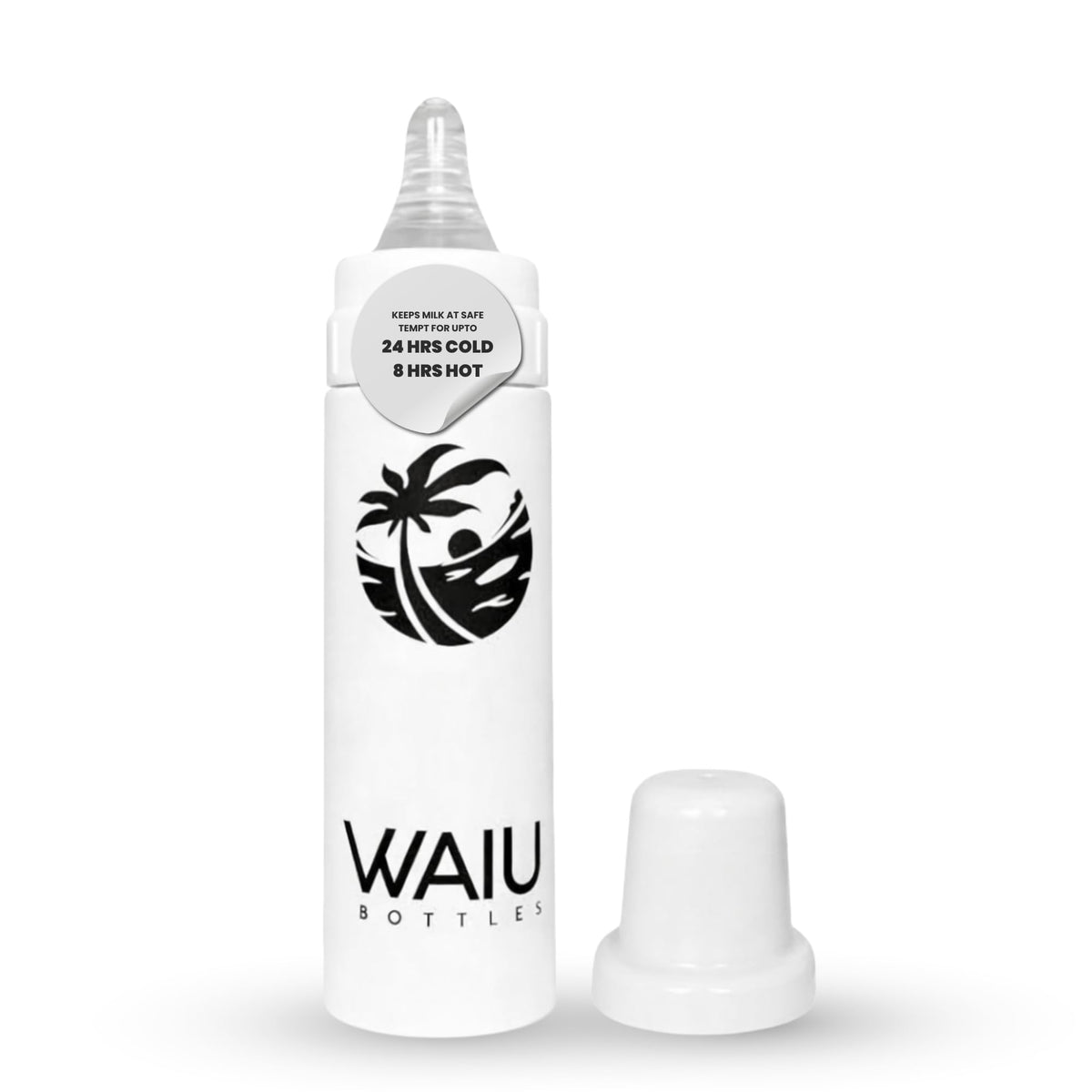 Waiu Insulated Stainless Steel Baby Bottle 4 oz – Keeps Drinks Cold 24 Hours, Hot 8 Hours – BPA-Free, Vacuum Insulated, Travel Baby Bottle (White)