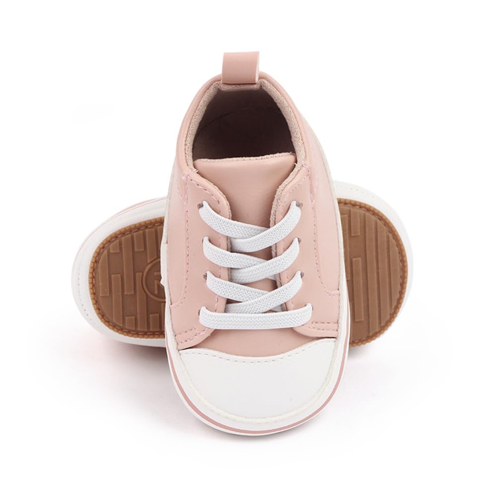 LONSOEN Baby Boys Girls First Walking Shoes Infant Outdoor Sneakers,BAY244 Pink 6-12 Months