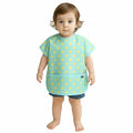 Plie Short Sleeve Waterproof Bib for Toddlers – Easy Clean Feeding Apron for Mealtime, Daycare, Self-Feeding & Messy Play, Lightweight BPA-Free Baby Bib (6–24 Months), Feeding - Mint/Dot