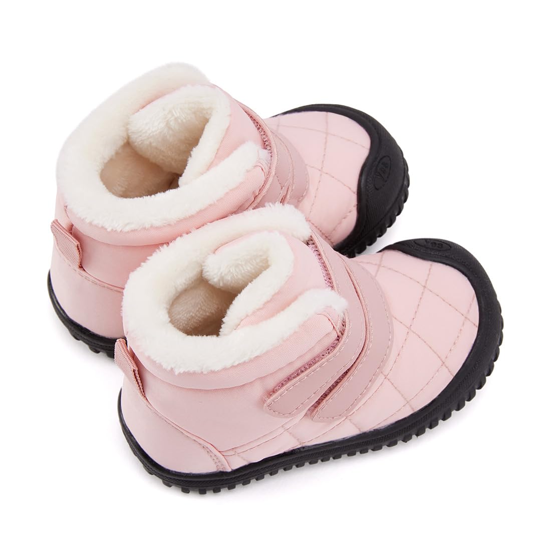 BMCiTYBM Toddler Baby Snow Boots Winter Two Strap Easy On Shoes Boys Girls Cold Weather Baby Faux Fur Shoes Pink Size 8