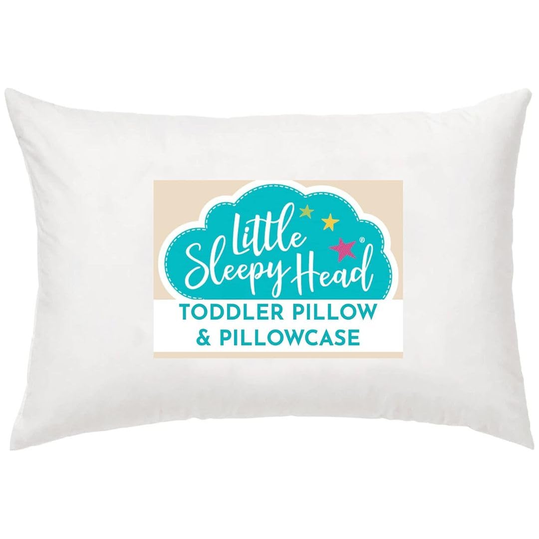 Toddler Bed Pillow with Cotton Pillow Case – 13x18 Kids Pillows for Sleeping, School, Travel & Daycare – Hypoallergenic Toddler Pillow 2 Year Old to 5 with Envelope Pillowcase (Checkers Black)