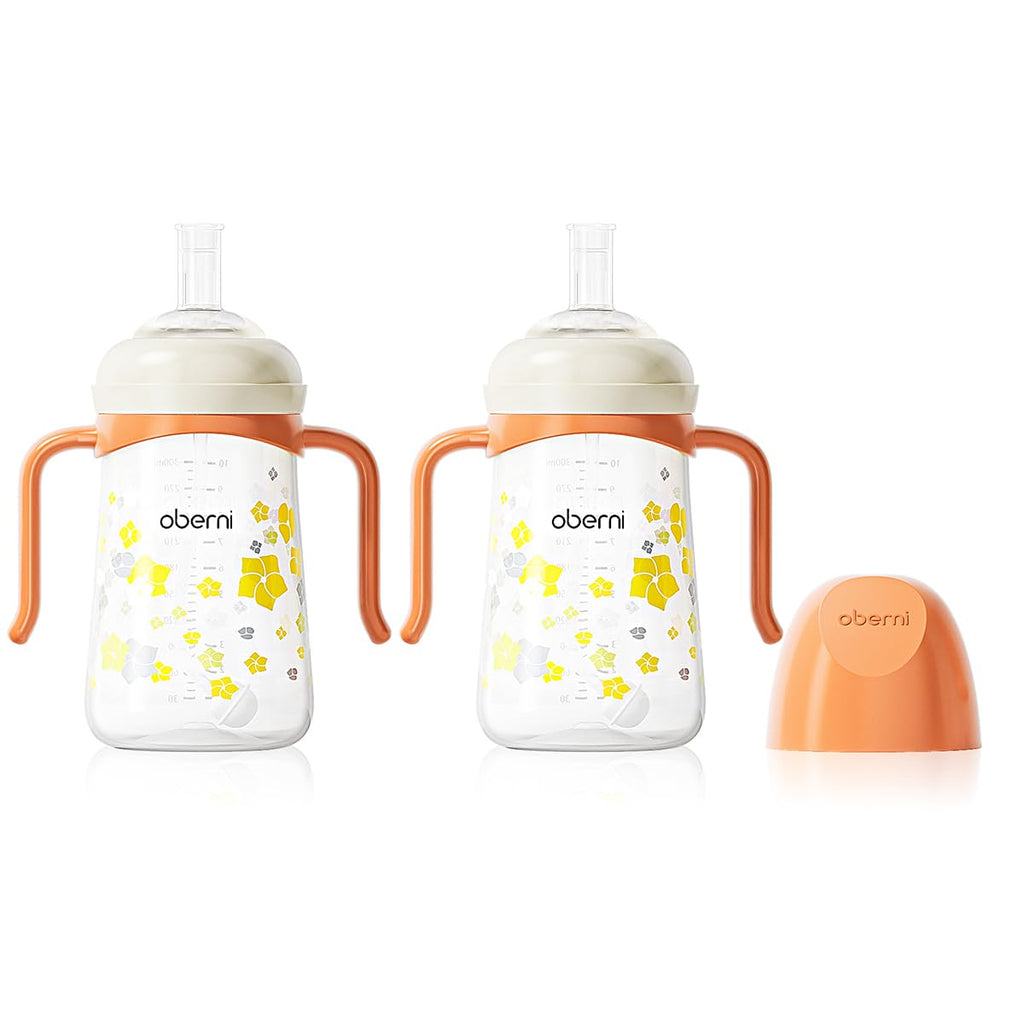 Oberni Baby Sippy Cup 240ml/8oz, Toddler Water Drinking Bottle with Non-Spill Valved Spout for 6+ Months, Orange/1Pack