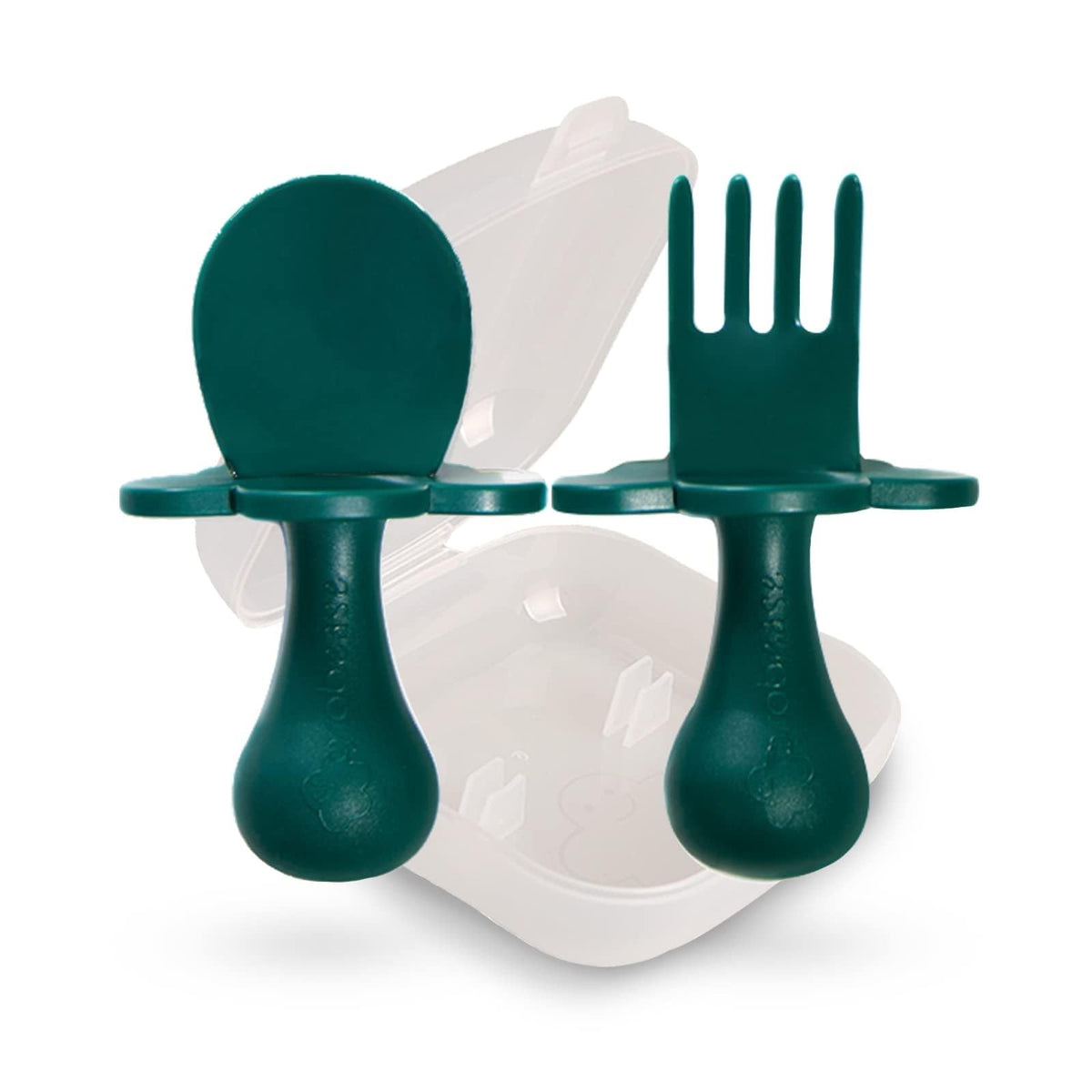 Grabease Baby Feeding Utensils Set - Travel Case for To-Go Toddler Containers - Choke-Guard for Baby Led Weaning Forks - Dishwasher Safe Toddler Spoon - Plastic, Blush, Pack of 1