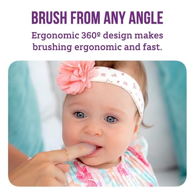 Baby Toothbrush, 360 Degree Bristle Silicone Baby Toothbrush 6 to 12 Months, and Toddler Toothbrushes 1-2, Set of 2 - Blue