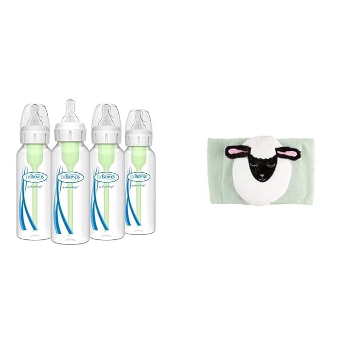 Dr. Brown’s Anti-Colic Options+ Narrow Baby Bottles, 4oz 4-Pack and Infant Gripebelt for Natural Colic Gas and Upset Stomach Relief in Babies and Toddlers, 0-3m, Lamb