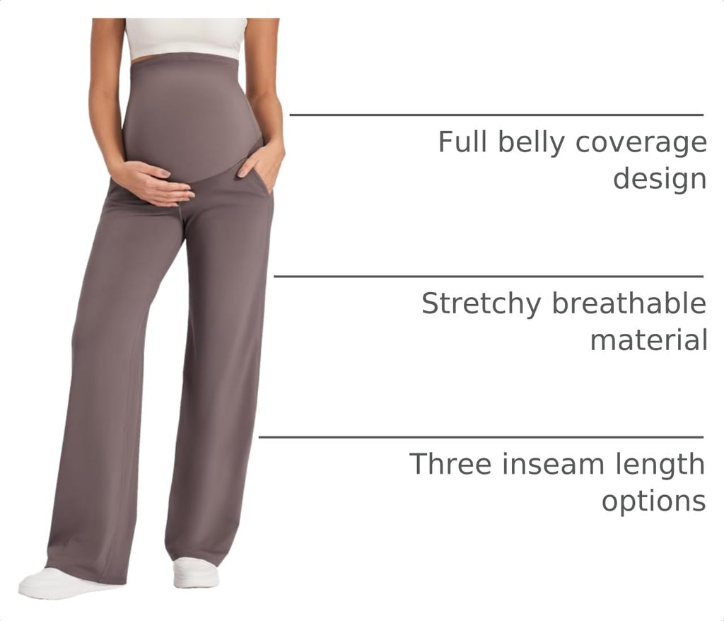 G4Free Pregnancy Pants for Work Maternity Leggings for Yoga,Taupe,XS,Tall