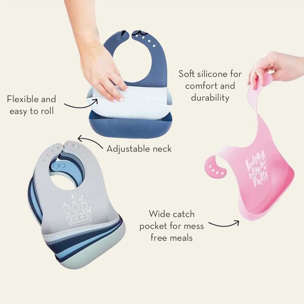 Bella Tunno Wonder Bib - Adjustable Silicone Baby Bibs for Boys, Durable and Waterproof BPA Free Silicone, Baby Bro (WB223)
