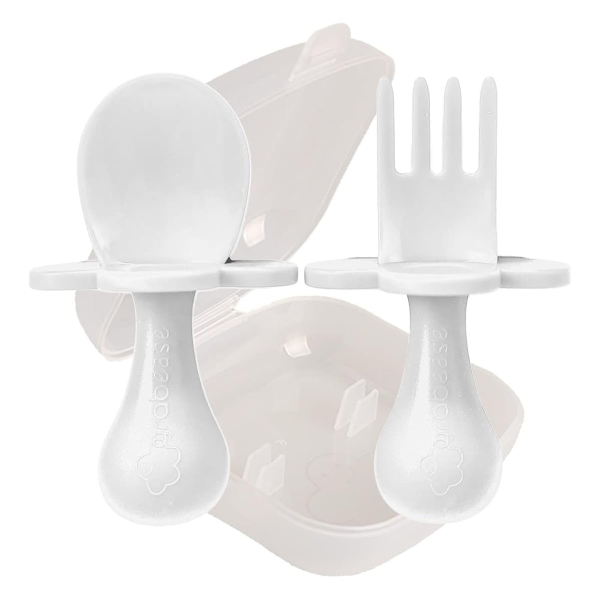 Grabease Baby Feeding Utensils Set - Travel Case for To-Go Toddler Containers - Choke-Guard for Baby Led Weaning Forks - Dishwasher Safe Toddler Spoon - Plastic, Blush, Pack of 1