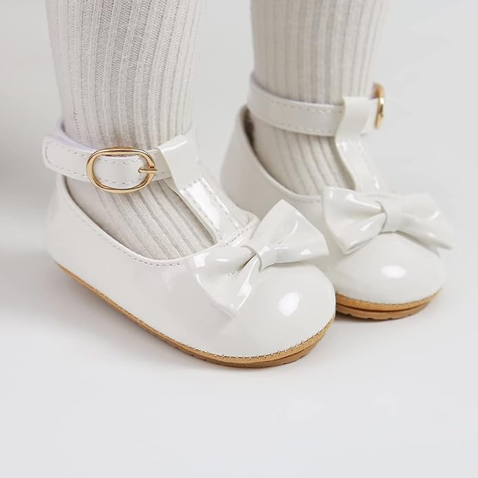 COSANKIM Baby Girls Mary Jane Flats Shoes Anti-Slip Rubber Sole Infant Toddler Princess Wedding Dress Shoes
