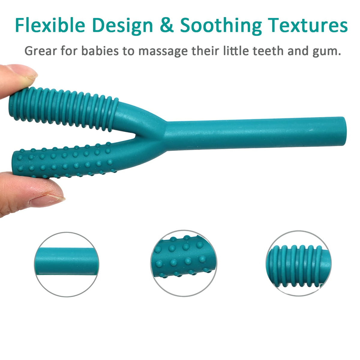 Teether Tubes for Babies 3-6 Months, 3 Pack Silicone Hollow Chew Tube Toy for Autistic Children, Y Shape Chewable Straw Baby Teether Toys for Infants Autism with Teething Nursing Biting Chewing
