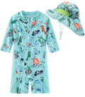 Toddler Baby Boys Swimsuit Rashguard One Piece Zipper Bathing Suit with Sun Hat Infant Swimwear Sunsuit UPF 50+（Pirate，6-9 Months）