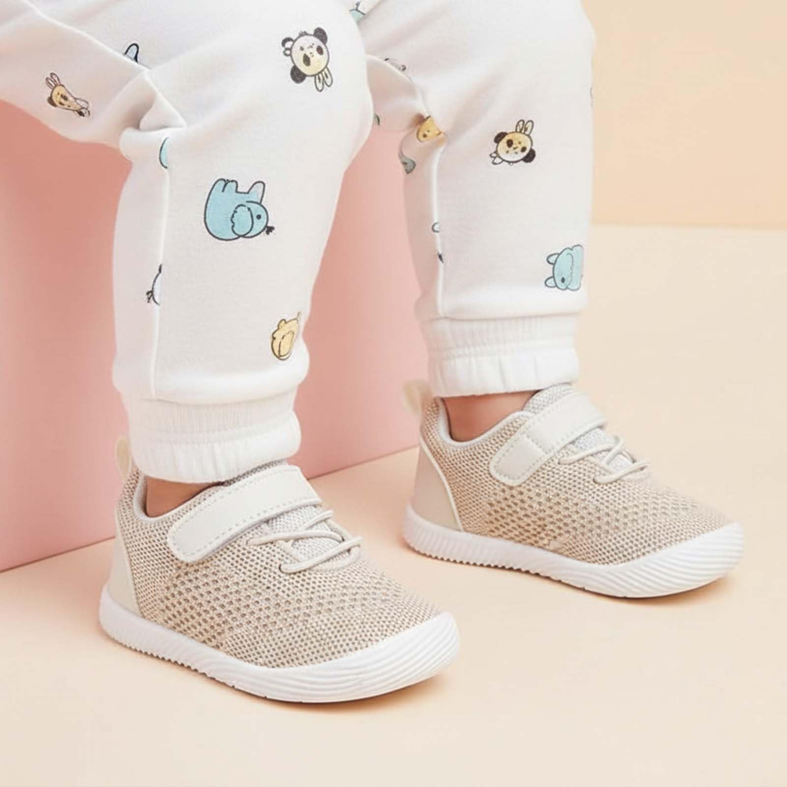 MORENDL Toddler Sneakers Baby Boys & Girls Barefoot Shoes Lightweight Breathable Walking Running Tennis Athletic Sport Shoes Khaki Size 12