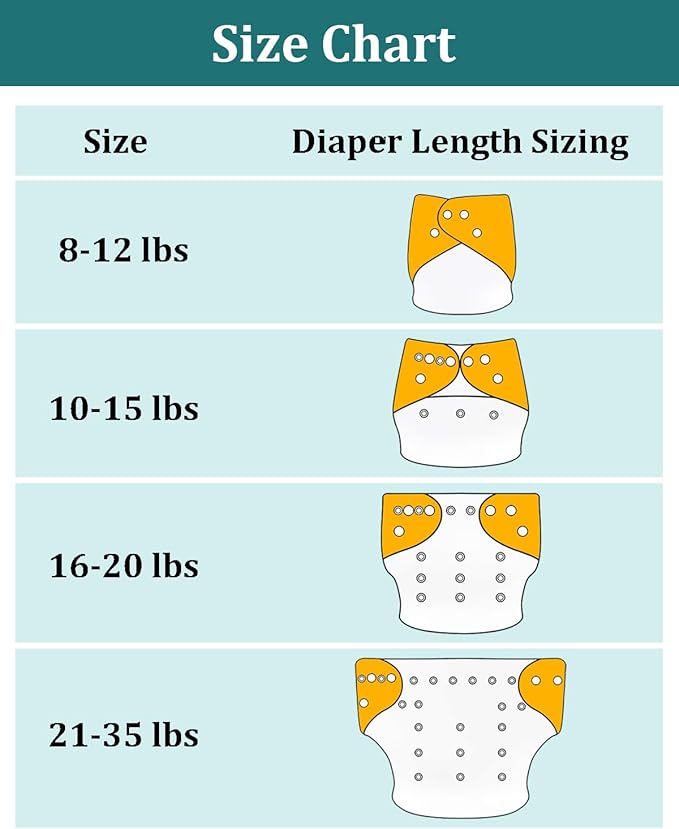 babygoal Reusable Charcoal Cloth Diapers with Double Gussets, 6 Pack Washable Baby Pocket Diapers with 6pcs Charcoal Inserts and Wet Dry Bag(Chick,Deer,Dinasaur)