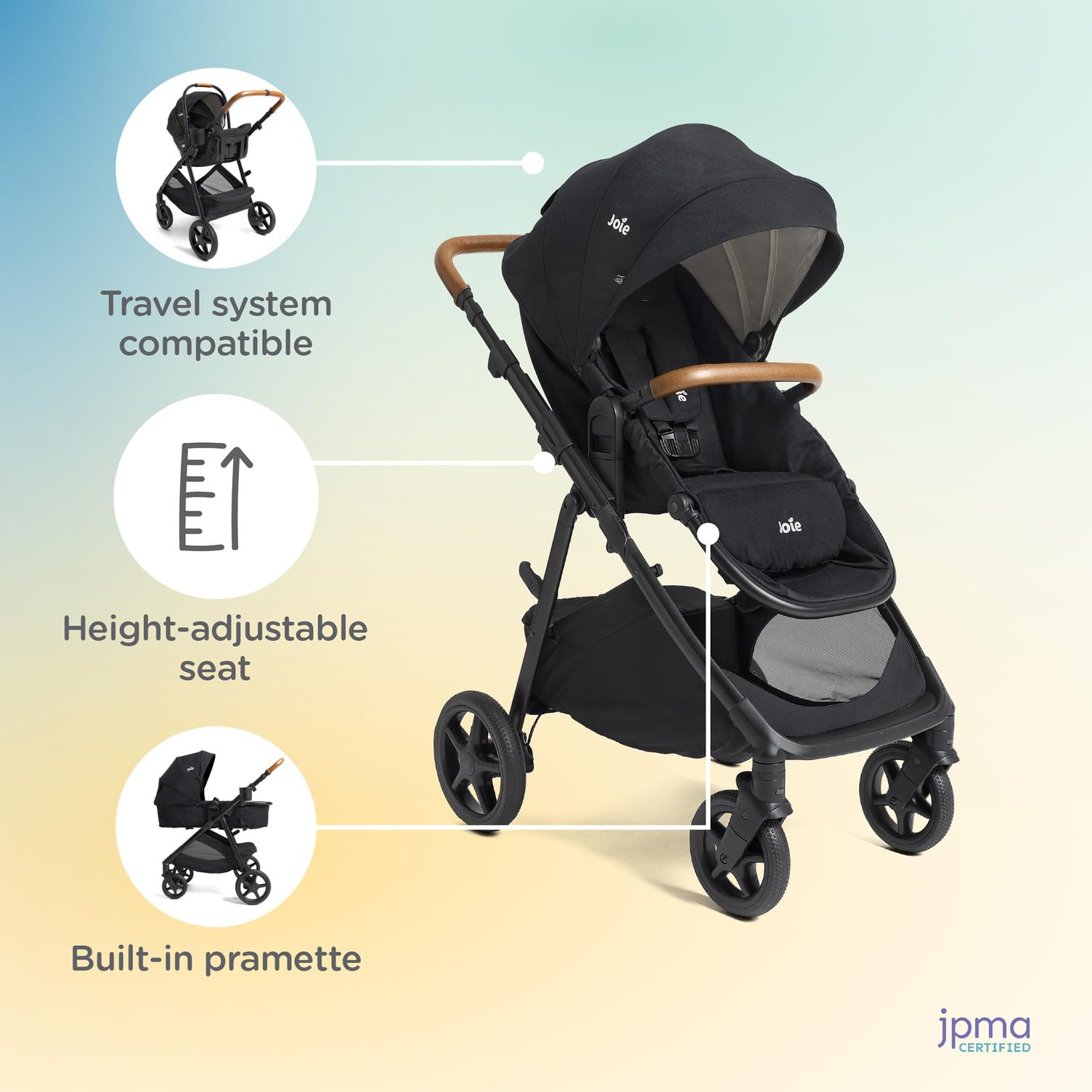 Joie Baby Ginger 4-in-1 Convertible Pramette Stroller, All-Terrain Wheels