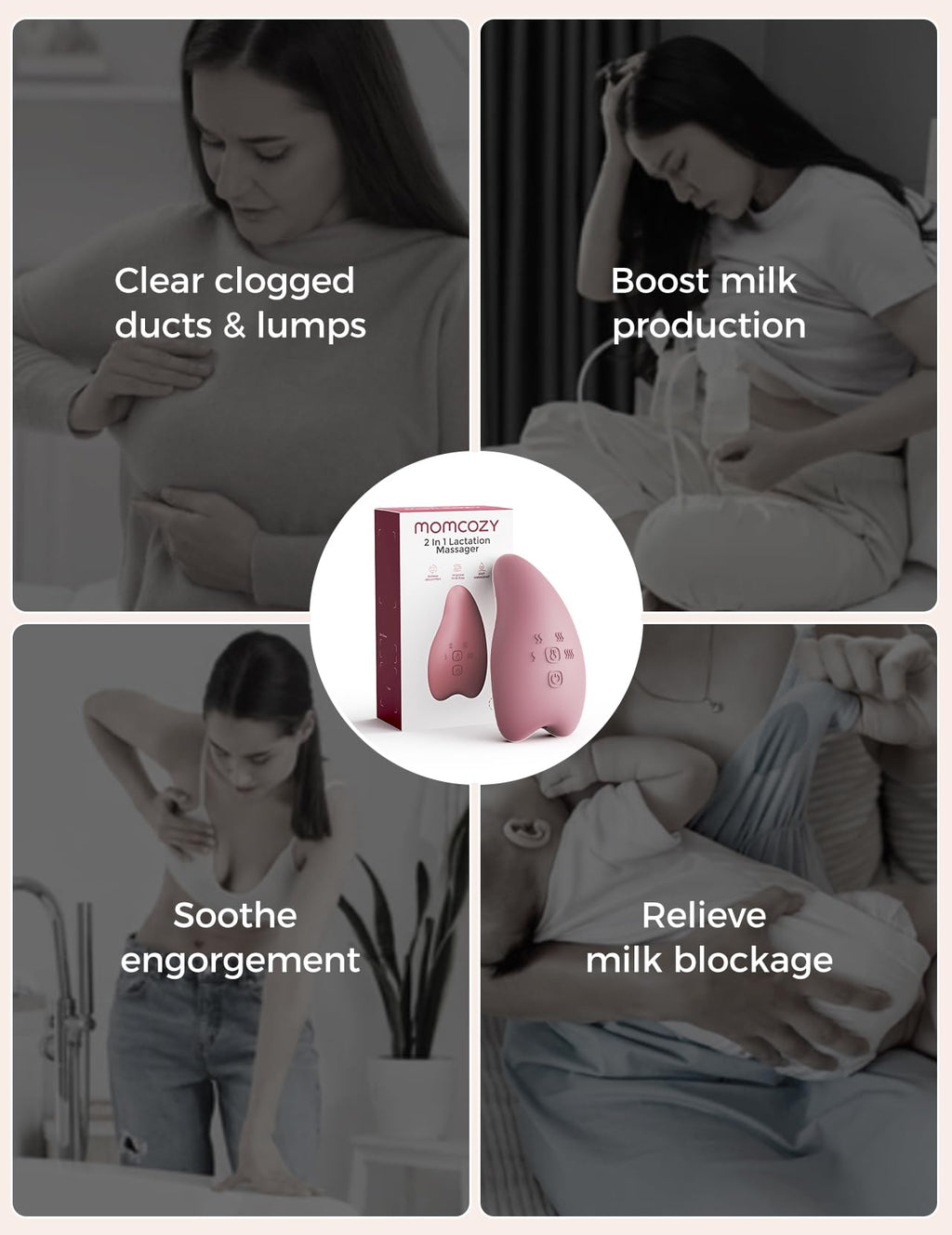 Momcozy A1Pro Lactation Massager with Heat, Deep Vibration, Cozy Red, 1PCS