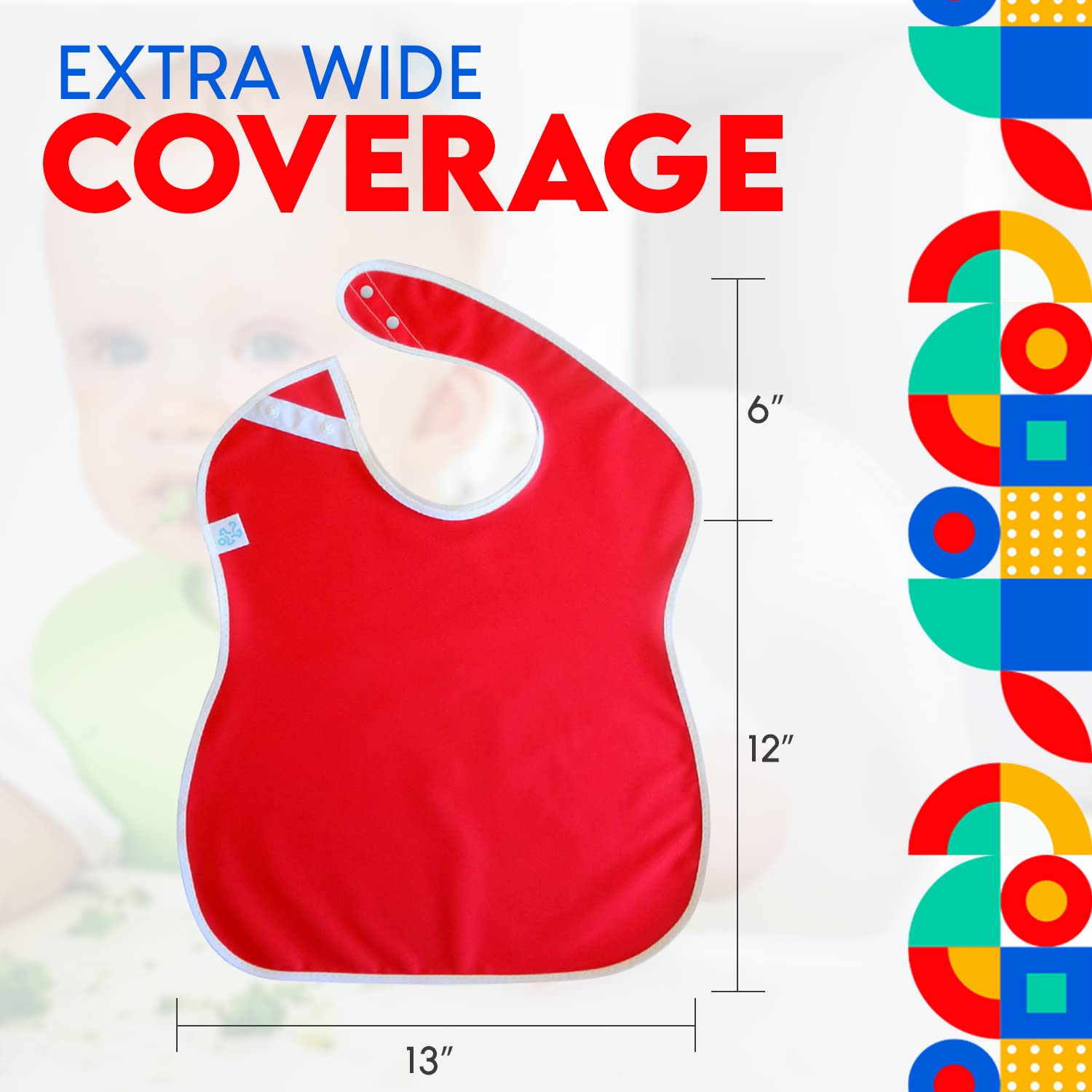 Toppy Toddler - 4 pcs Royal Blue Large Waterproof Baby Bibs for 1-4 years old – Lightweight, Soft & Durable Fabric Bibs with Snap Buttons for Girls and Boys, Dryer safe and Easy to Clean