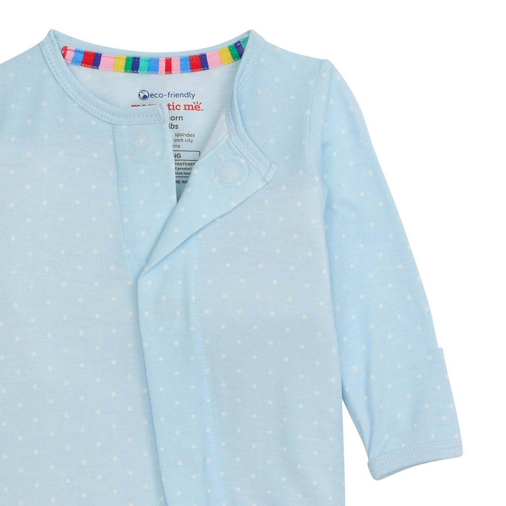 Magnetic Me Boys Modal Magnetic Baby Footie Pajamas | Silky Soft Modal Fabric | Pin Dot Blue | 12-18 Months