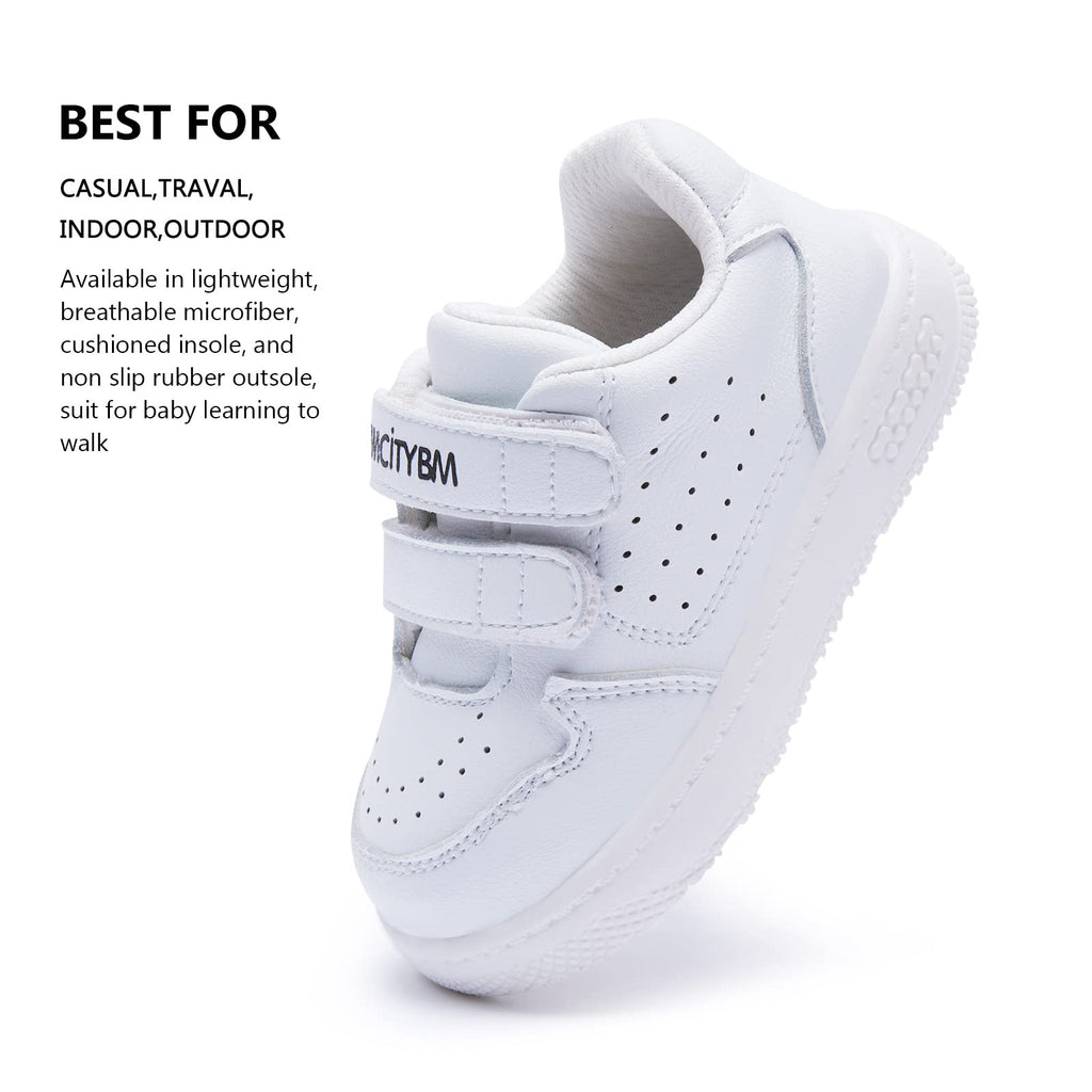 BMCiTYBM Baby Sneakers Infant Walking Shoes Unisex White Size 12-18 Months