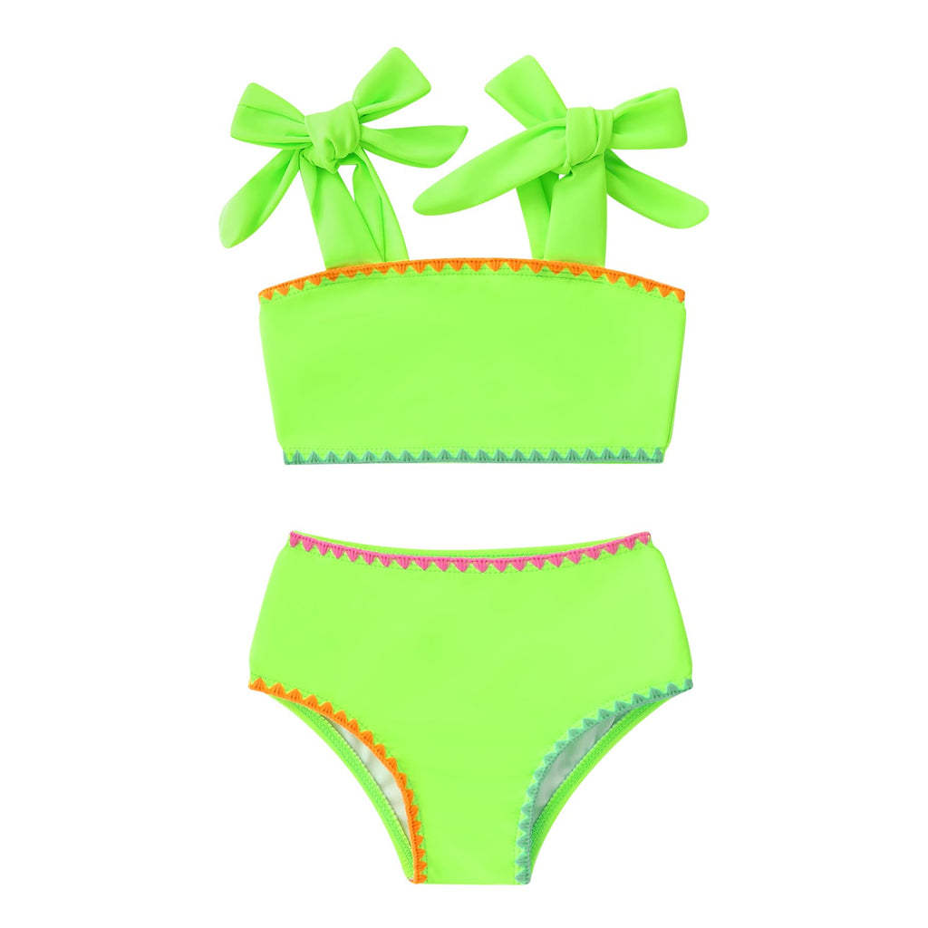 YOUNGER TREE Toddler Girls Two Pieces Swimsuit Color Block Stripe Swimwear Summer Beach Bathing Suit 18M-5T