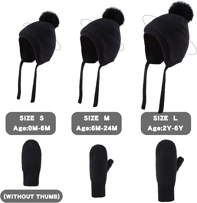 JANGANNSA Basic Winter Baby Boys Beanie Pompom Knitted Girls Hat Kids Earflap Beanies Warm Infant Toddler Hats