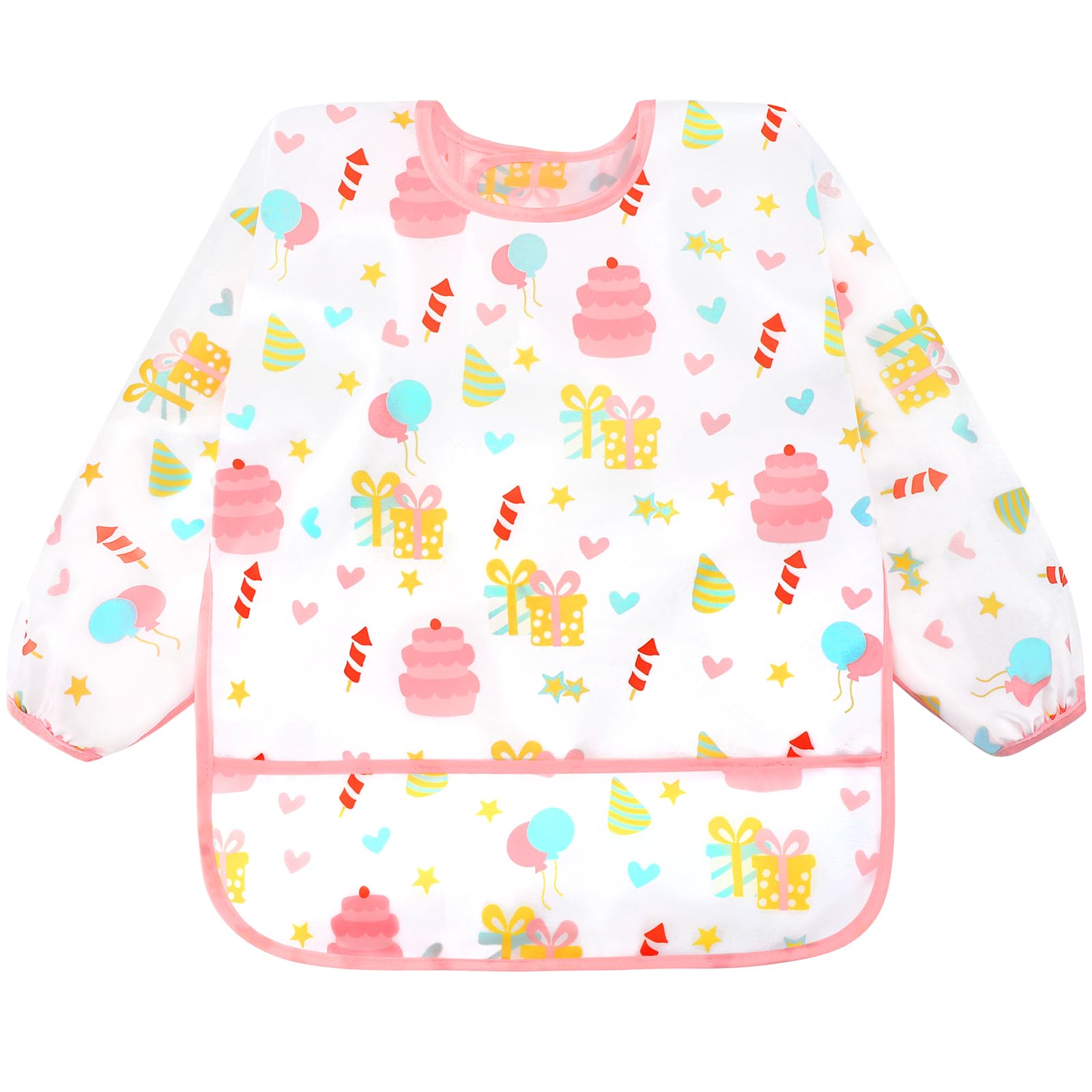 Accmor 5 Pack Long Sleeve Bibs, Baby Smock Waterproof Sleeved Bib Smock for Baby Toddler 6-24 Months