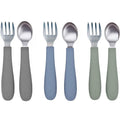 WeeSprout Toddler Utensils, 3 Forks & 3 Spoons, 18/8 Stainless Steel & Food Grade Silicone, Thick Easy-Grip Handles, Perfect Length For New Self Feeders, Gentle On Gums & Teeth, Dishwasher Safe