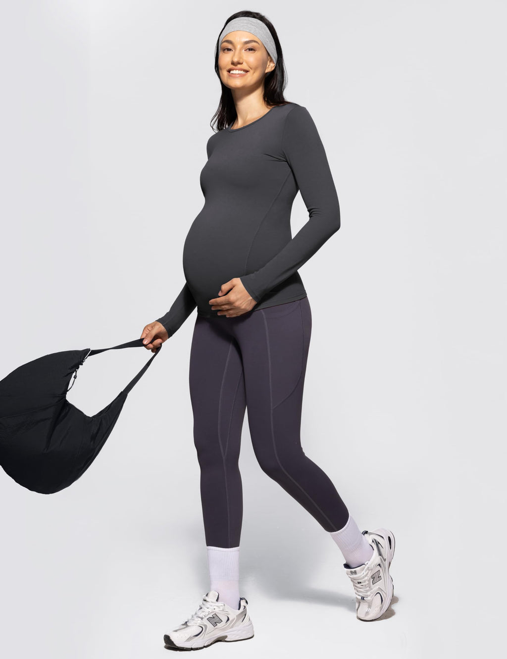 POSHDIVAH Maternity Crew Neck T Shirts for Women Gray Large