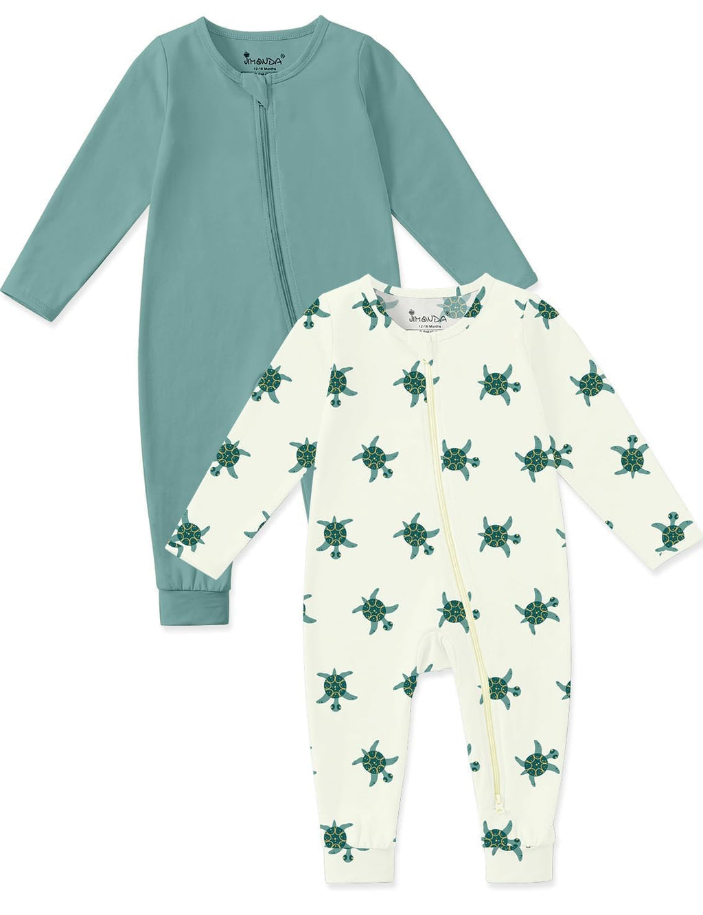 Jimonda Baby Sleeper Rompers,Unisex Boys Girls Zip-Front Pajamas One-Piece Footless Outfit 0-24 Months (Pack of 2