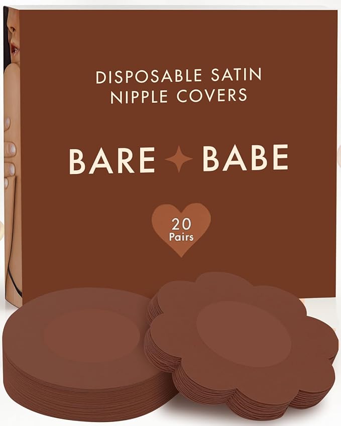 40 Pieces Satin Nipple Pasties - Hypoallergenic, Disposable, Adhesive Breast Pasties - Nude Nipple Covers No-Show