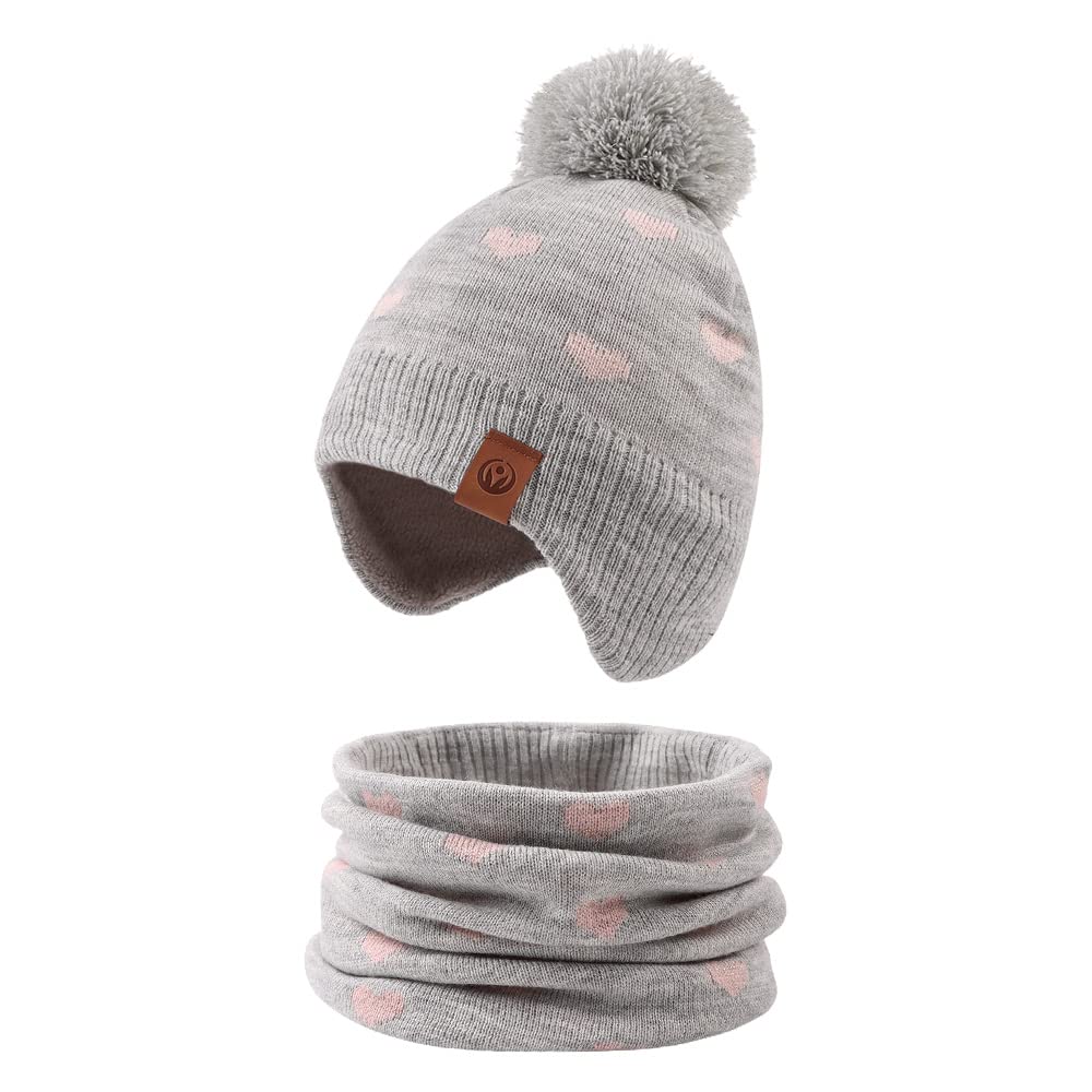 JANGANNSA Knitted Baby Hat Scarf Winter Warm Boy Girl Beanie Fleece Lining