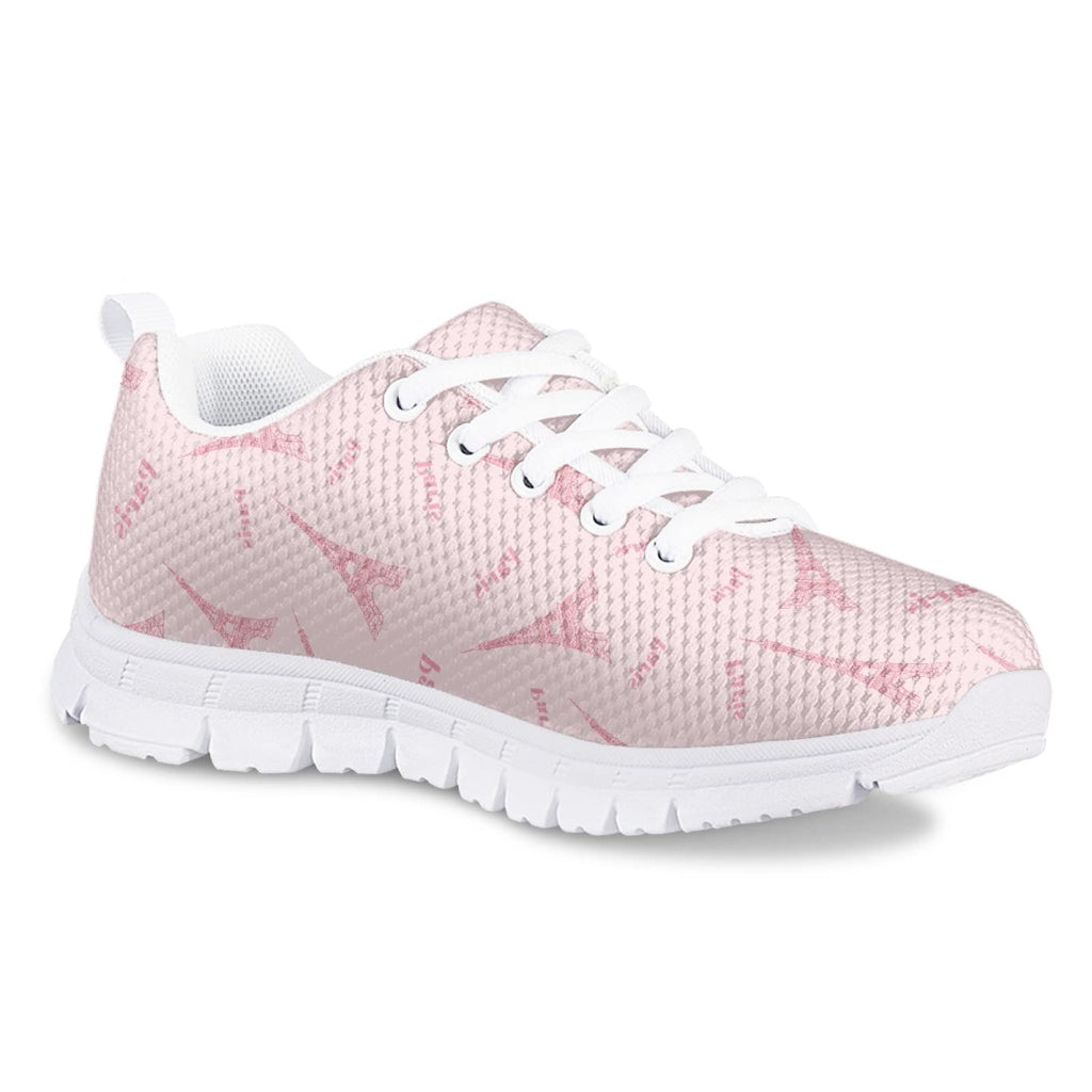 MARSVOVO Toddler Girl Slip On Sneakers Lightweight Breathable Athletic Slip On Girl Running Shoes Comfortable Lace-up Sport First Shoes for Walking Boy Girl Pink Eiffel Tower Design Size 11.5 US