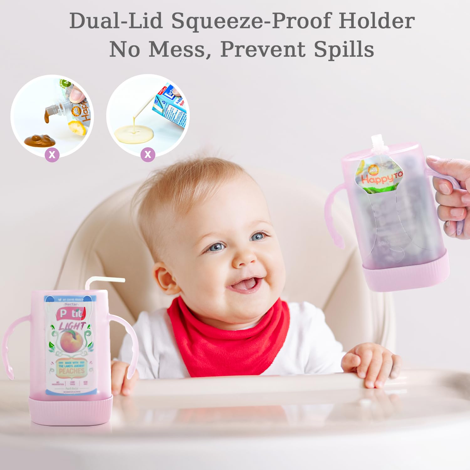 MOMUSE Dual-Lid Squeeze Pouch Holder for Food Pouches & Drink Boxes