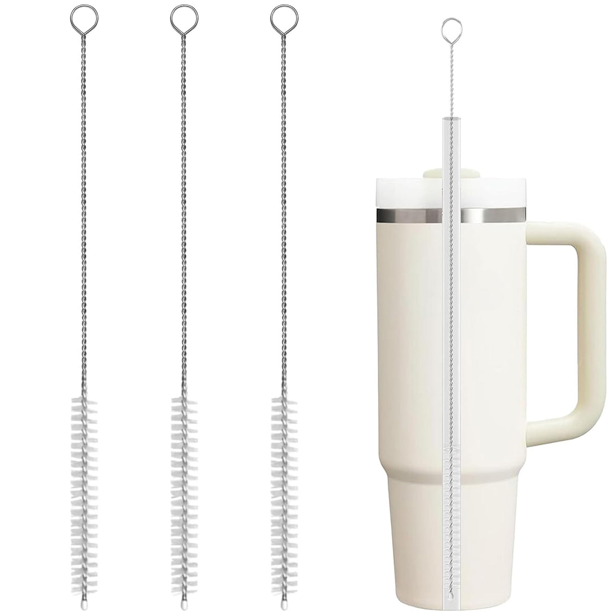 CIDYAUST 3 Pack Straw Cleaner Brush with Thick Bushy Bristles