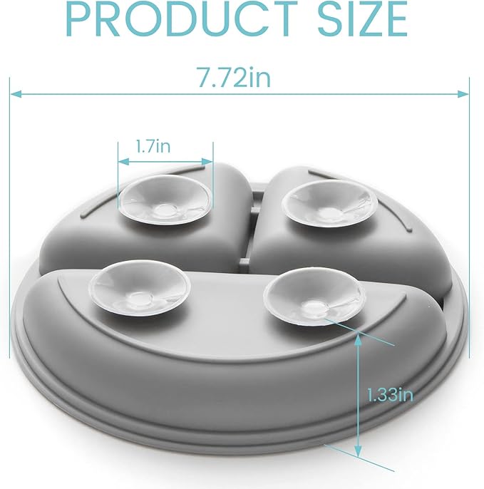 Silikong Suction Plate for Toddlers | BPA Free, 100% Food-Grade Silicone | Microwave, Dishwasher and Oven Safe | Stay Put Divided Baby Feeding Plates (3, Pink/Purple/Grey)