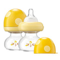 YOHKOH Newborn Glass Baby Bottles with Slow Flow Nipple for 0+ Months, Wide Neck Feeding Bottle, 2.7oz/80ml (Yellow, 2.7oz (Pack of 2))