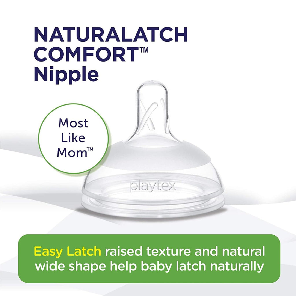 Playtex Baby NATURALATCH Comfort Wide Neck Nipples for Babies 6+ Months, Fast Flow (2 Count), Feeding Essentials for Newborn and Breastfeeding Babies