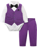 Baby Boy Purple Outfit Infant Easter Dress Mardi Gras Suits 9-12 Months
