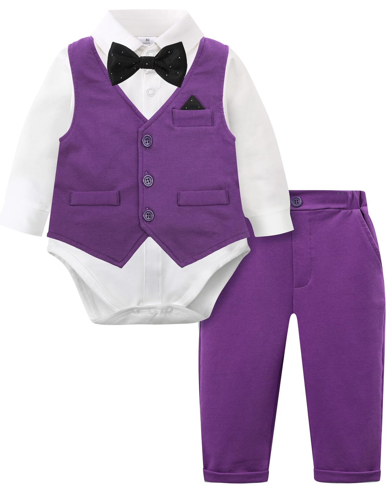 Baby Boy Purple Outfit Infant Easter Dress Mardi Gras Suits 9-12 Months