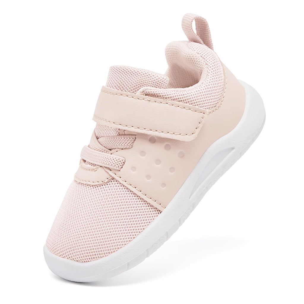 MORENDL Toddler Baby Shoes 0-4 Years Boy Girl Lightweight Breathable Non-Slip Sports Sneakers Running Walking Tennis Barefoot Shoes Pale Pink 18-24Months