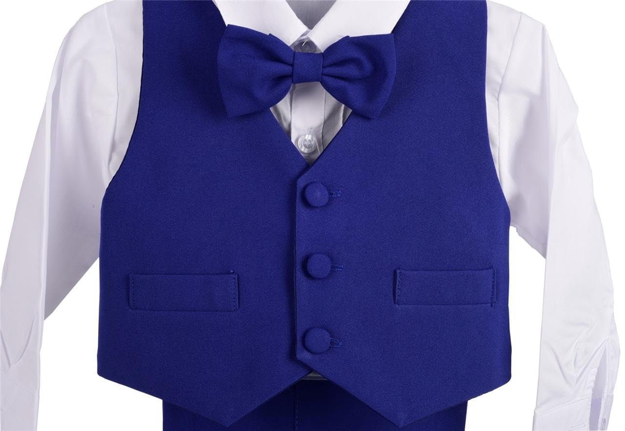 Dressy Daisy Little Boy 5 Pcs Formal Tuxedo Suits, Royal Blue, Size 5-6