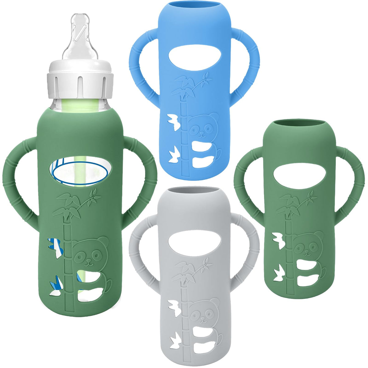 BUSOHA 3 Pack Silicone Sleeves for Dr Brown Glass Narrow Baby Bottle