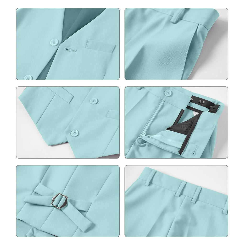 Boys Suit Vest Set Formal Dress Suits Wedding Outfit, Mint Green, Size 10