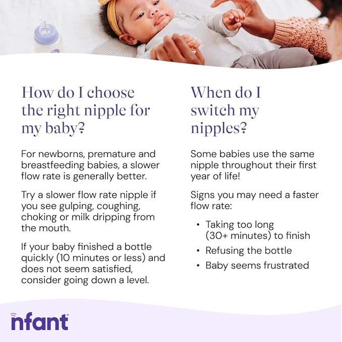 nfant | Extra Slow Flow Nipple, Gold (3ml/min), 4-Pack