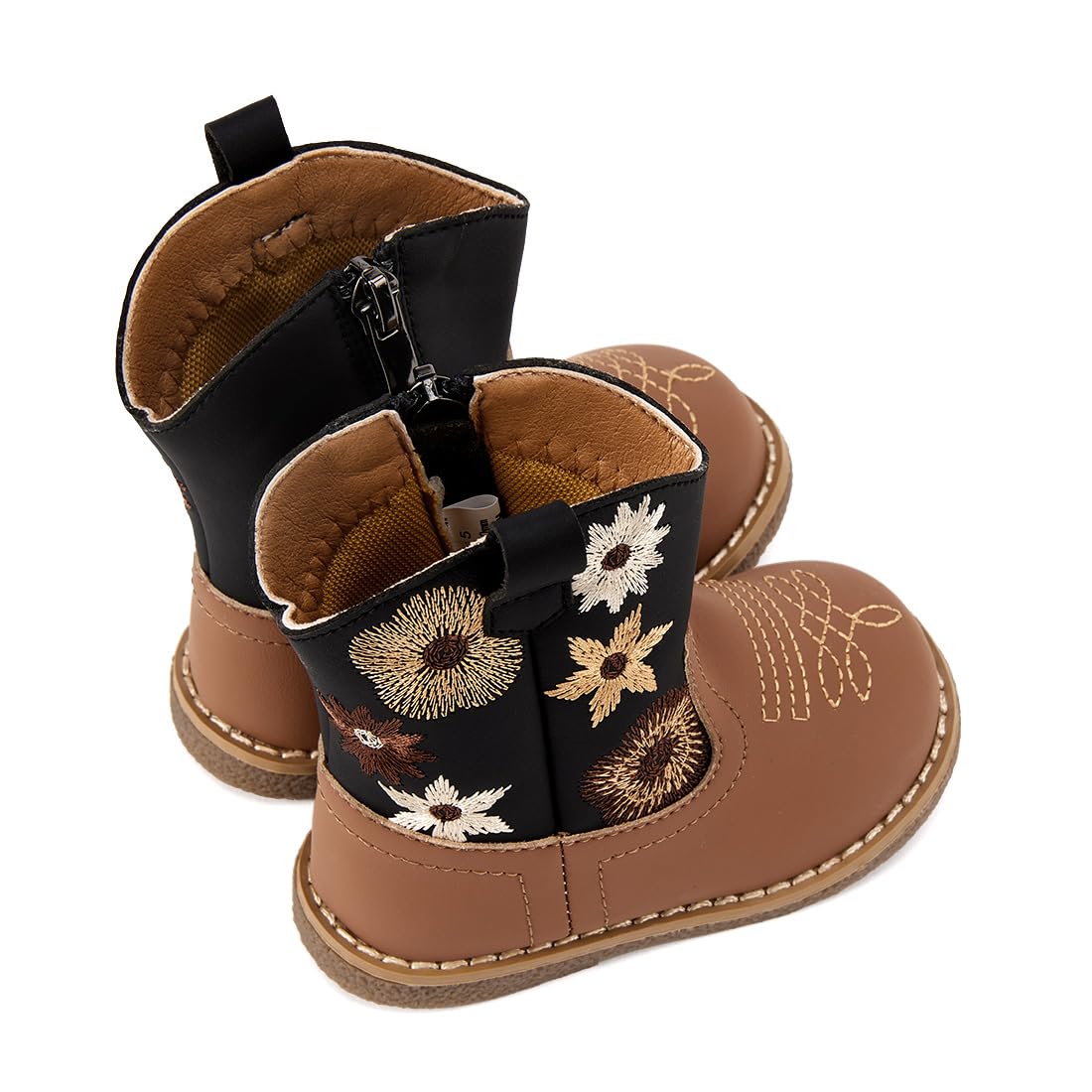 BMCiTYBM Baby Cowboy Boots Infant Cowgirl Western Shoes Black/Brown 6-12 Months