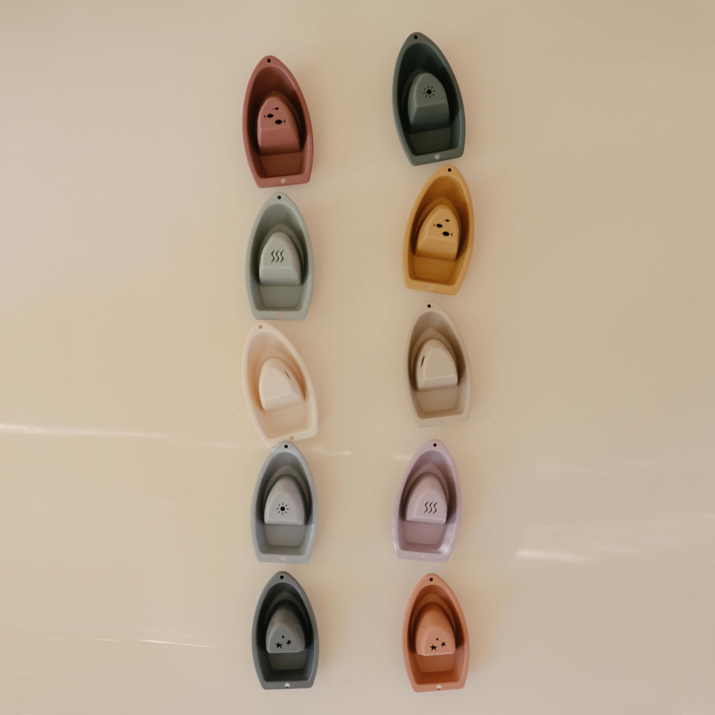 mushie Stackable Bath Boats Floating Toy (Rustic) | Made in Denmark