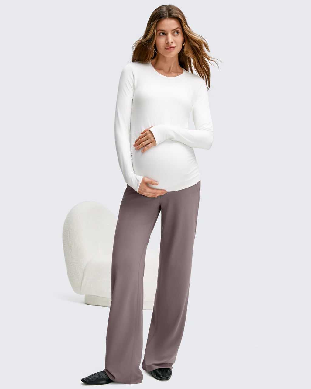 G4Free Pregnancy Pants with Pockets Maternity Clothes,Taupe,XS,Tall