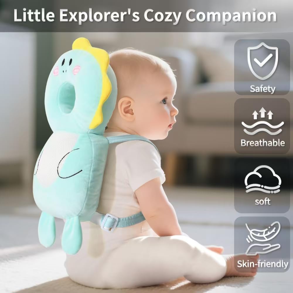 GINMOON Baby Head Protector Backpack,Lightweight and Breathable, Baby Walking Harness,Crawling Baby Essentials (Bunny)