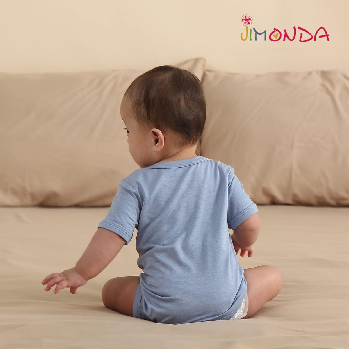 Jimonda Baby Bodysuits Rayon from Bamboo Short Sleeve Baby Boys Girls Rompers Soft Outfits Newborn Clothes (Sakura pollen&Rosered,18-24 Months)