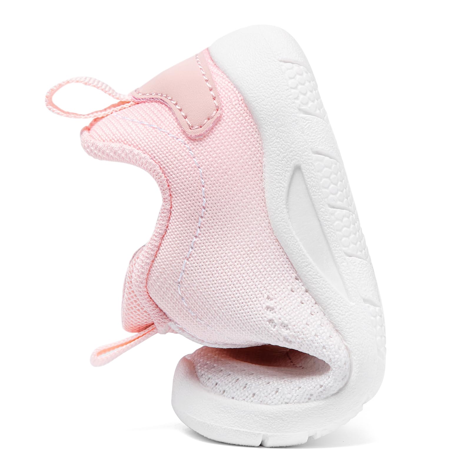MORENDL Toddler Sneakers Baby Slip On Walking Shoes Non-Slip Breathable Boys & Girls Running Shoes Infant Tennis Shoes White Pink 9-12 Months Size 4.5